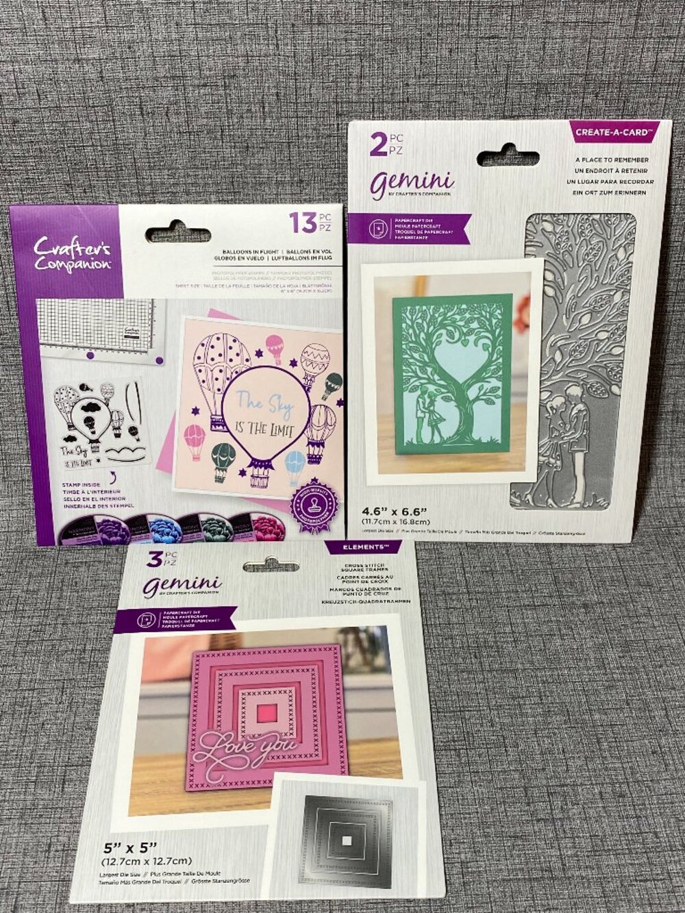 NEW Crafters Companion 3pc Lot A Place To Remember Cross Stitch Die Stamp